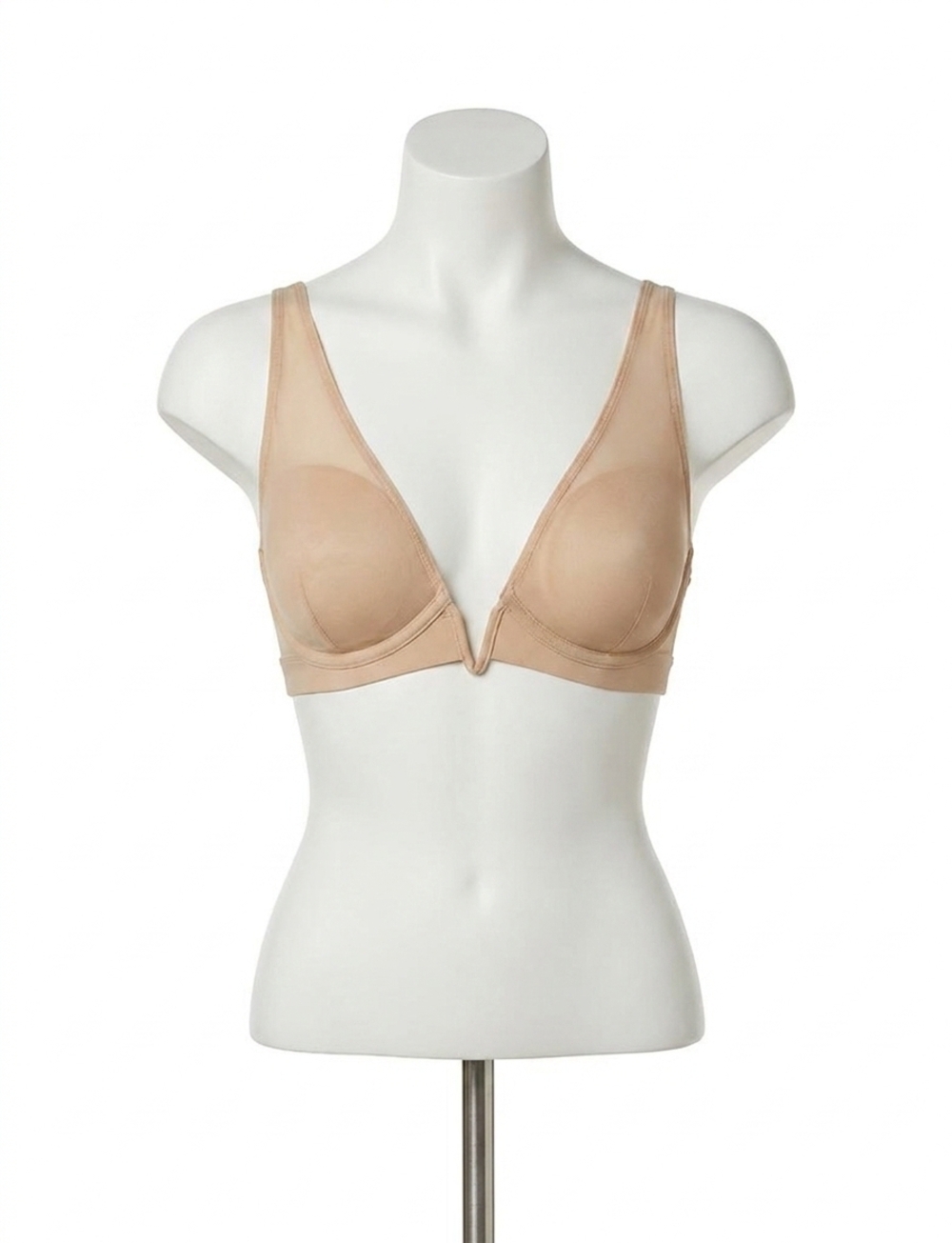 NEW COMMANDO mesh plunge bra in true nude